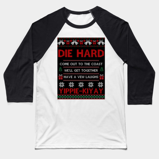 Die Hard Ugly Christmas Sweater Baseball T-Shirt by Pop Laris Manis